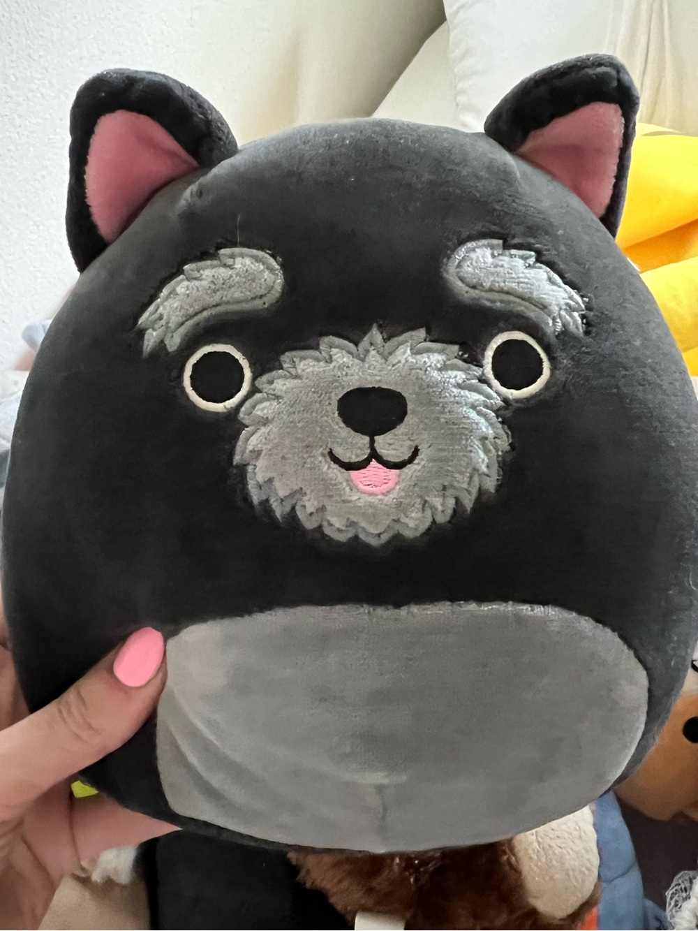 Squishmallows Plush Dog Toy - Black, Light Gray, Pink